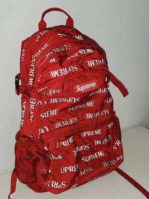 FW16 Supreme 3M Reflective Repeat backpack Red Bag Cordura Fabric Red box logo