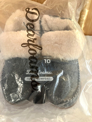 Dearfoams ALLDAY Women's Grey Total Comfort Moritz Bootie Slippers,Size 10, NIP