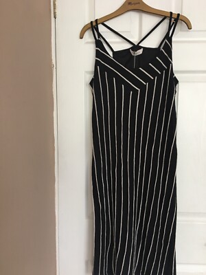 Oasis Ladies Black/white Stripes Strappy Dress BNWT Size M RRP £32