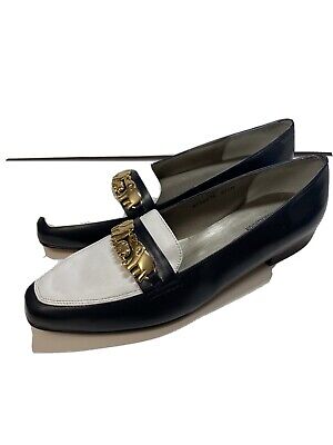 ROS Hommerson Leather Black & White Loafer Elephant 134474 Womens 9.5 Narrow EUC