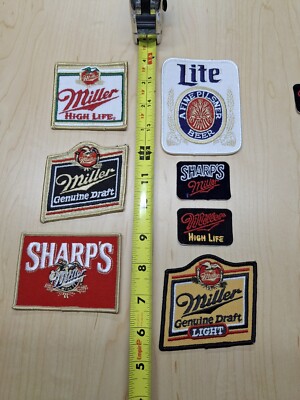 Lot #2 Seven Beer Patches Miller High Life Lite Genuine Draft Sharps
