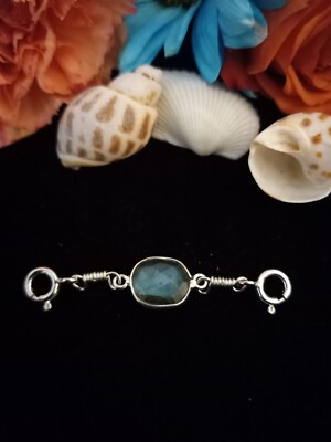 925 Sterling Silver 13mm Grade A Labradorite Link Necklace/Bracelet  Extender. 