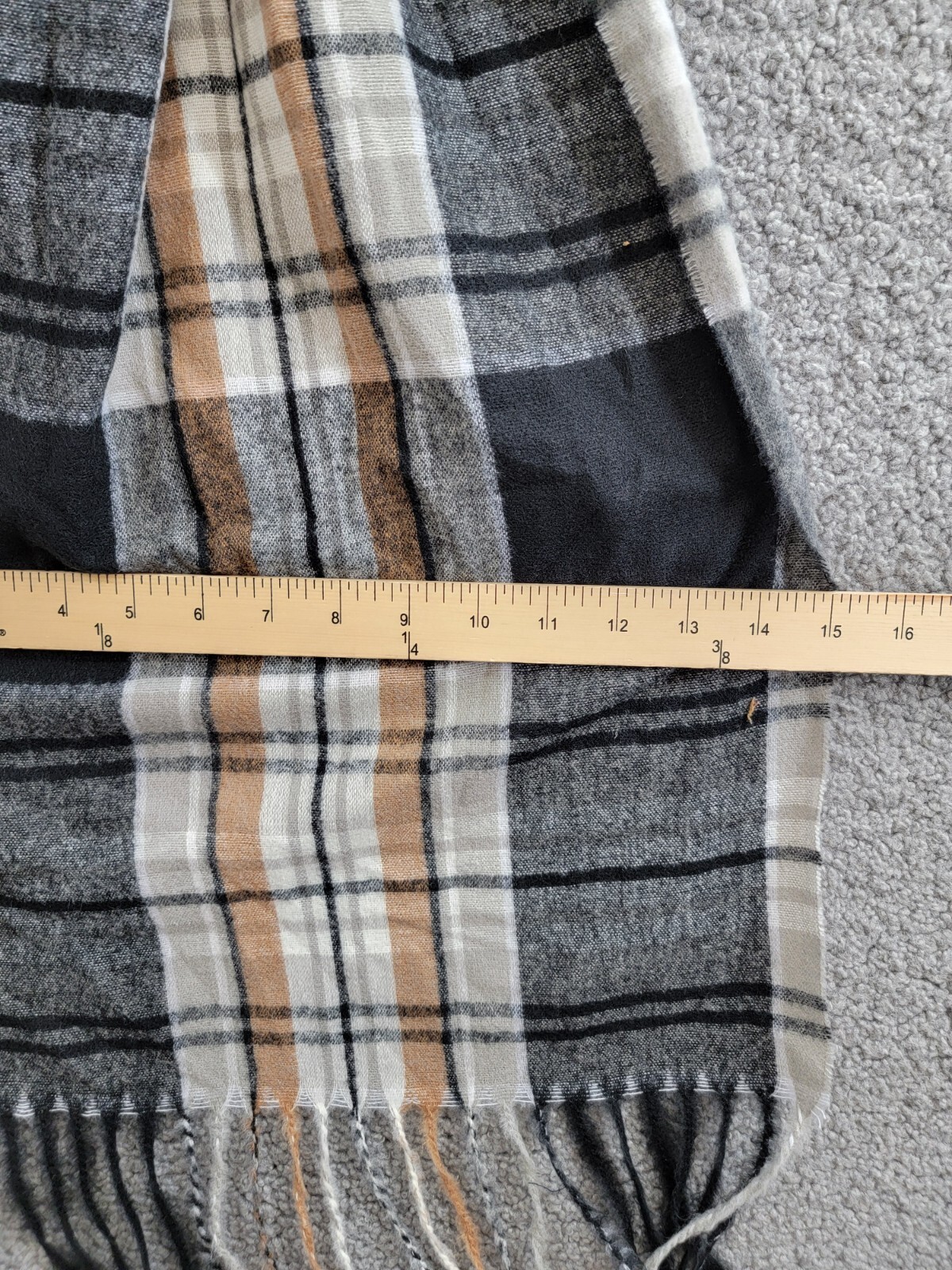 Style & Co. Soft Plaid Fringe-Trim Scarf Women's One Size Black Neutral - Picture 5 of 13