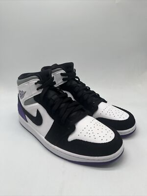 Air Jordan 1 Mid SE Court Purple/Black Sneakers 852542-105 Men's Size 11