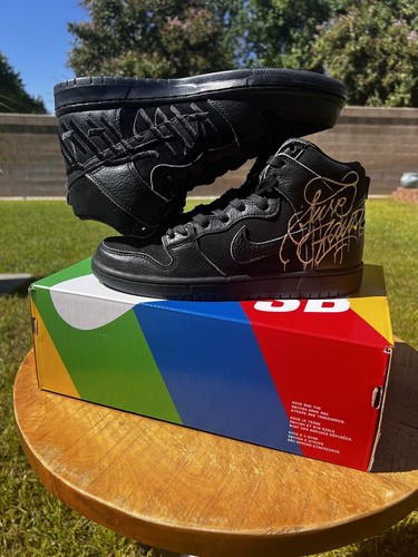 Size 8 - Nike SB Dunk High x FAUST Black Gold | eBay