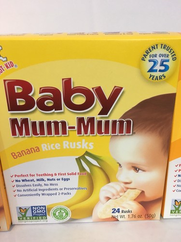 HOT-KID BABY MUM-MUM 2 ORIGINAL 1 BANANA RICE RUSKS EXP: 01/2019 + 3 BOXES TOTAL