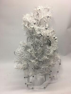 Small Silver & white christmas tree with stand Holiday for christmas decor  