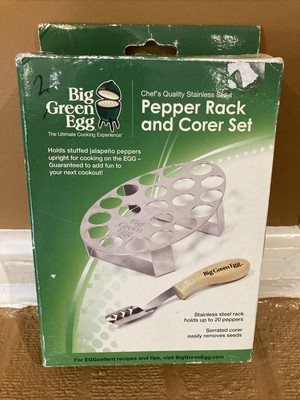 Big Green Egg Chef's Quality-Stainless Steel Pepper Grilling Rack and Corer Set