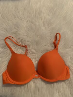 victoria secret sexy push up bra 32B orange mint condition 