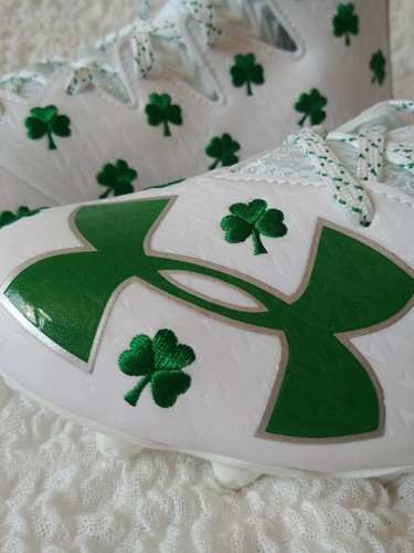 NEW Under Armour Lacrosse Cleats Clover LUCKY ST PATRICK GREEN WHITE 9.5