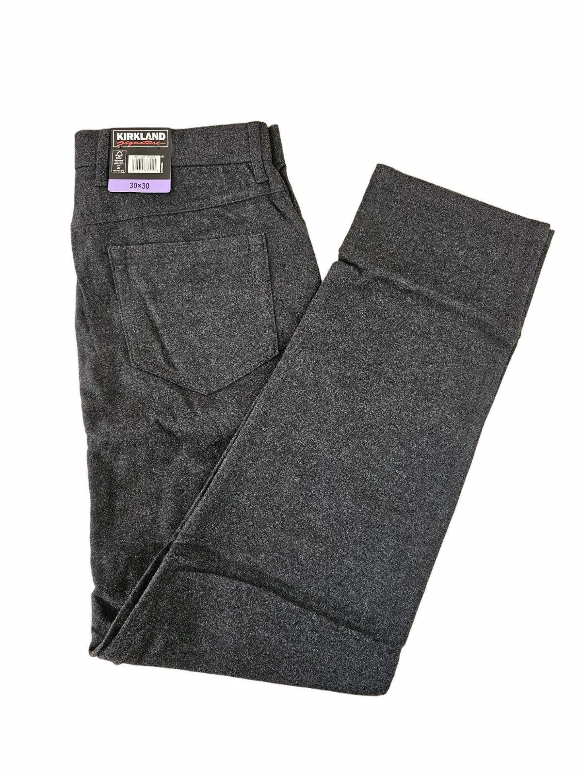 30x30 GREY Kirkland Signature Mens Brushed 5-Pocket Stretch Cotton Travel Pants