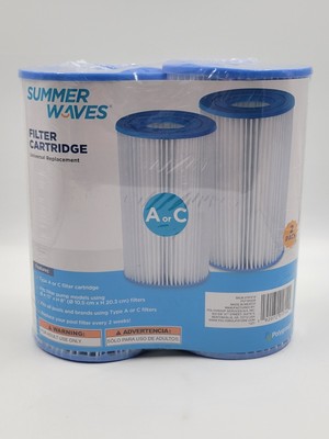 SUMMER WAVES A OR C POOL FILTER CARTRIDGE PACK OF 2 BRAND NEW