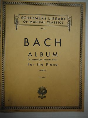 1898 Johann Sebastian Bach Album of Twenty One Favorite Pcs