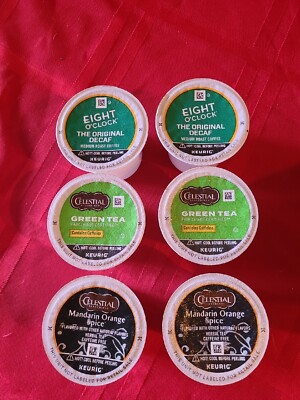 NEW k cups Lot Of 6: 2- 8 o'clock decaf & 4- celestial seasoning tea Pods Keurig