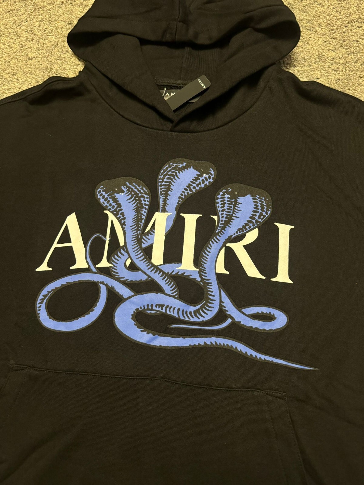 AMIRI AMIRI BLUE SNAKE LOGO HOODIE/ BLACK/ SIZE S, M, L, XL