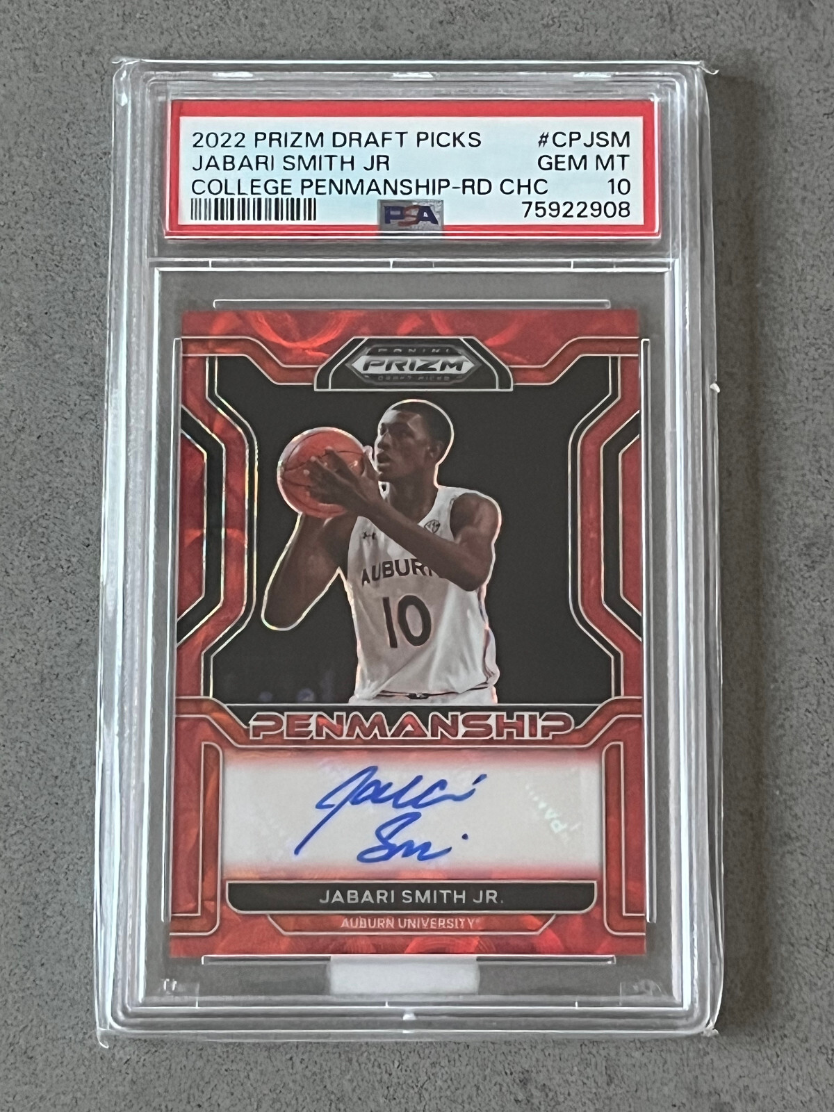 Jabari Smith Jr 2022 Panini Prizm Penmanship Red Choice