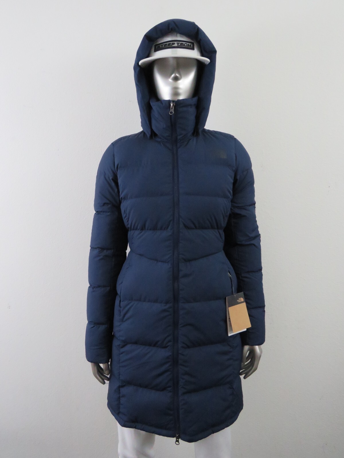 Pre-owned The North Face Womens  Metropolis Parka Long Down Warm Jacket - Summit Navy In Summit Navy Blue / Asphalt Grey Logo
