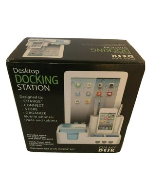 New Desktop Docking Station 3 Port USB White Organizer Boxed Phone iPad