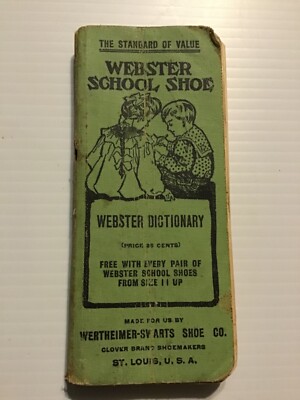 Webster School Shoe Dictionary, Vintage Advertising Freebie, Rare and Very Cute