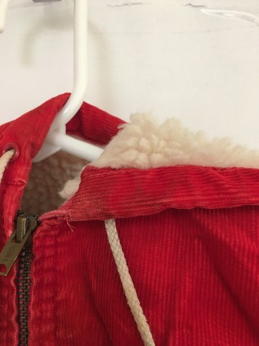 Vintage Osh Kosh B’Gosh Baby Red Sherpa Corduroy Hoodie Coat Size 12 mos K1