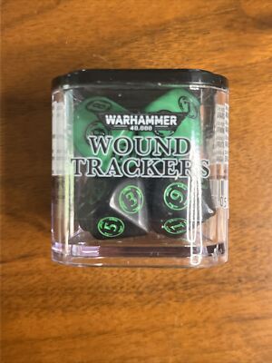 Games Workshop Warhammer 40K dice Wound Trackers - Black & Green (8) New OOP