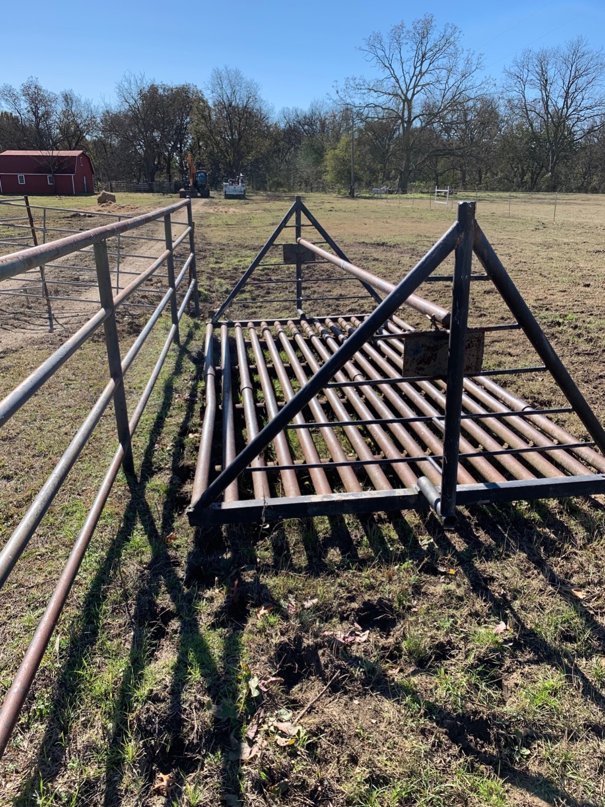 Steel cattle guard in good condition. 13 feet wide at the base.  $550.00