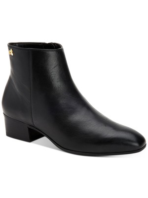 

CALVIN KLEIN Womens Black Logo Jipsy Almond Toe Кожаные ботильоны на блочном каблуке, Черный, E00076