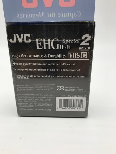 NEW JVC TC-30 EHG VHS-C Hi-Fi 90 Min. Blank Compact VHS Camcorder Tape (2)
