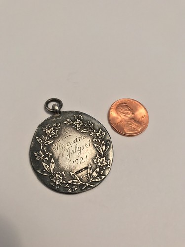 Antique Vintage 1921 Baseball Player Sterling Silver Medal Fob ( Timmins )