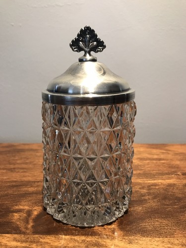 EAPG: STRATFORD DIAMONDS Glass Pickle Castor Insert: Silver Plate 503 Finale top