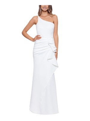 

XSCAPE Женское платье цвета слоновой кости с каскадом и рюшами без рукавов, длинное вечернее платье, Цвет слоновой кости