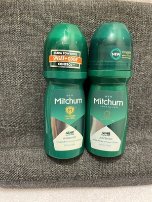 Mitchum Antiperspirant Deodorant for Men Roll-On Unscented, 3.4 oz Lot Of 2 NEW