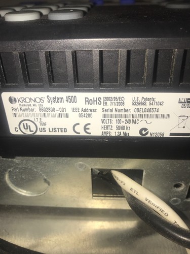 Kronos System 4500 Time Clock 8602800-001