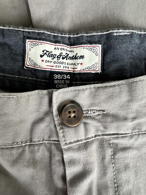 Flag And Anthem Pants Mens 38x30 Nashville Straight Leg Fit Gray Khaki