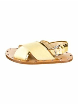 

Женские кожаные сандалии с ремешком на пятке MARNI Topaz Yellow Satin Samsy с круглым носком, Желтый, 80050424SAMSY13
