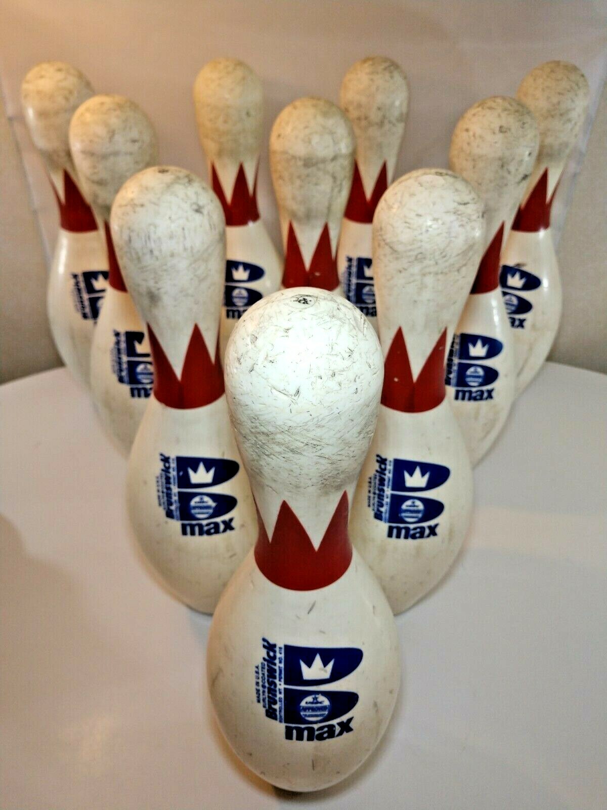 Set-10 Brunswick Max Plastic Coated Crown Bowling Pin USBC Approved Blue & Red