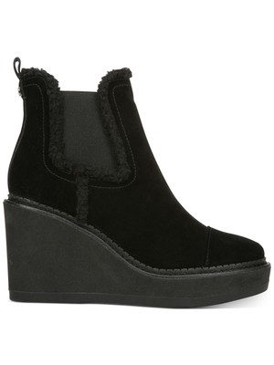 

SAM EDELMAN Женские черные ботильоны без шнуровки Reagan на танкетке с отделкой из искусственной овчины, Черный, B6707LD