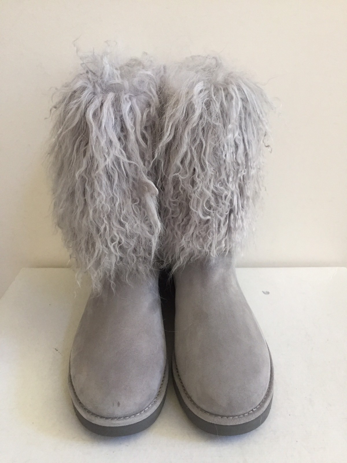 Pre-owned Ugg Lida Classic Mongolian Sheepskin Cuff Seal Grey Boot Us 8 / Eu 39 / Uk 6.5 In Seal Gray