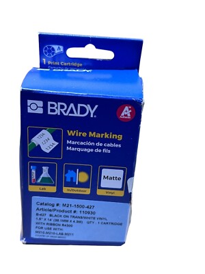 Brady 1 Print Cartridge White Self-Laminating Vinyl Wire Marking