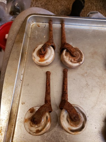 12 Lot Vintage Antique Furniture Porcelain Caster Wheels