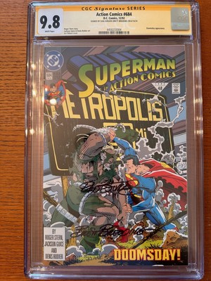 Action Comics 684 CGC 9.8 Doomsday DC Comics Signed by Dan Jurgens and Breeding