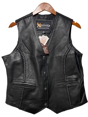 New Womens Motorcycle Leather Vest Size XXL X Element Leathers VTG Biker Grunge