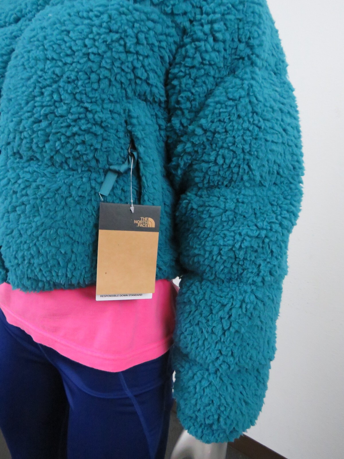 Pre-owned The North Face Womens  High Pile Sherpa Nuptse Short Crop 700-down Jacket Blue