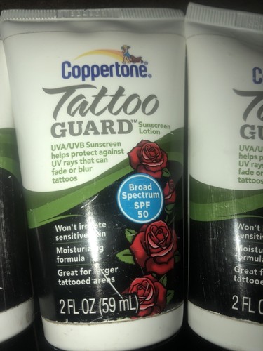 3 Coppertone Tattoo Guard SPF 50 Sunscreen Lotion 2oz