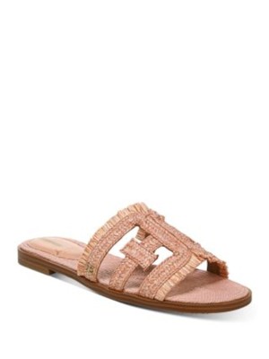 

SAM EDELMAN Женские розовые сандалии без застежек из рафии с круглым носком и шлепанцами, Розовый, I0961M1