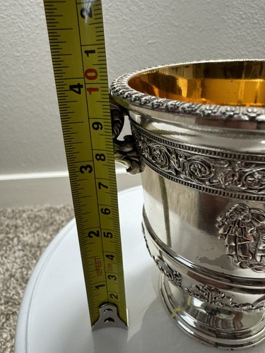 Vintage Corbell Co Solid Silver Plate Gilt Chalice Goblet Coat of Arms Medeval