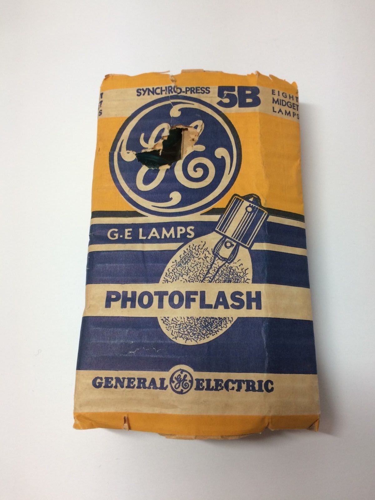 Vintage GE No. 5B Blue flashbulbs PhotoFlash Midget Synchro-press  Flash Bulbs