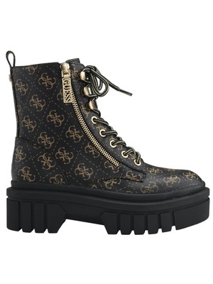 Женские армейские ботинки GUESS Womens Brown с логотипом на молнии и подошве Fearne с круглым носком, 5 М