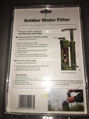 soldier water purifier Outdoor portable water filters for camping expedition