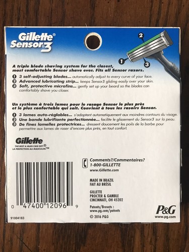 1 pack, 8 Cartridges, Gillette Sensor 3 Razor Refill Cartridges/Blades. NEW